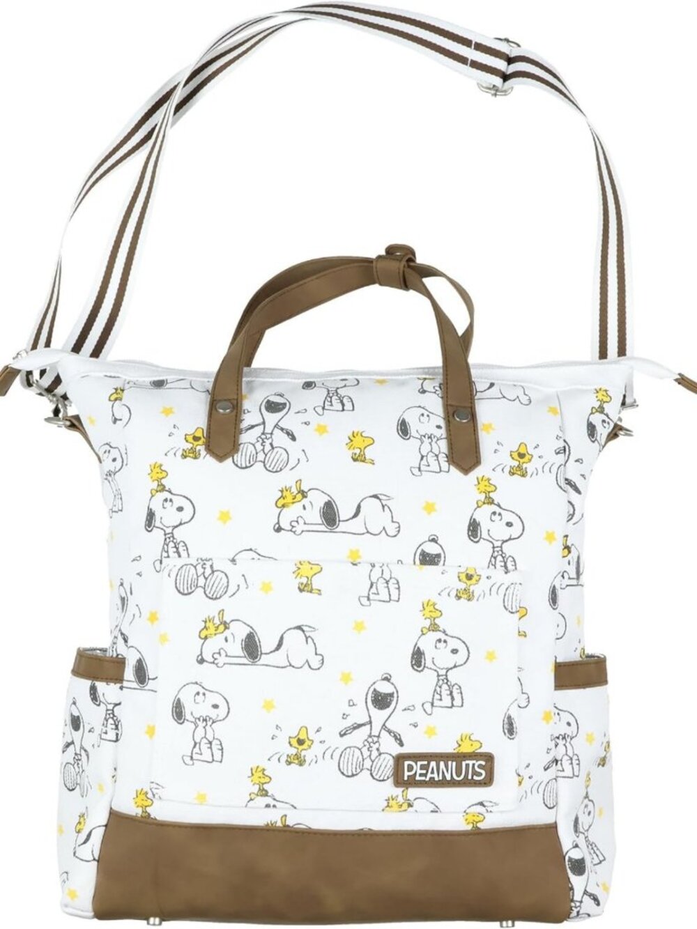 Snoopy & Woodstock Convertible Totepack Backpack with Handles & Strap, 16" Faux